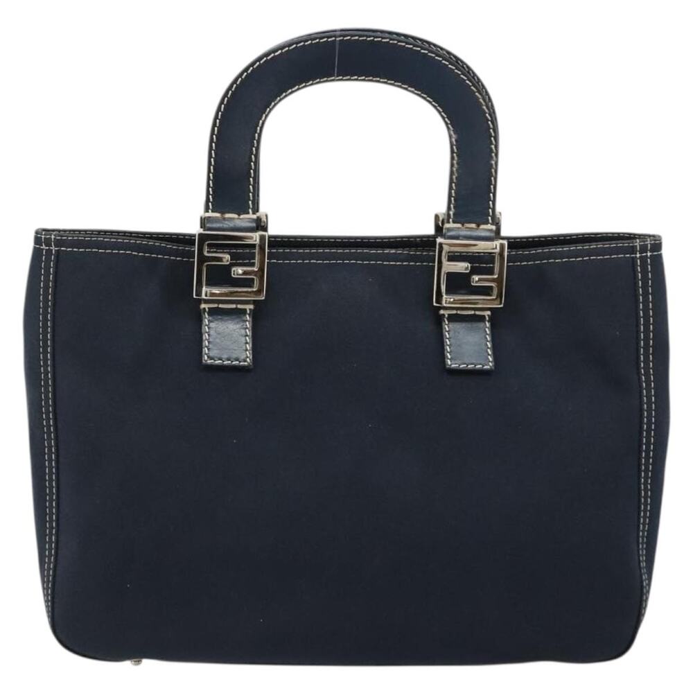 Fendi FF Canvas Navy Silver Handbag Blue